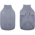 thumbnail image 2 of Zhuge Small Dog Turtleneck Pullover Sweater, Thick Cable Knit Cold Weather Clothes for Chihuahua, Pug & More, M, Grey, 2 of 5