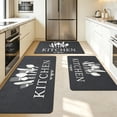 thumbnail image 3 of Washable Non-Slip Kitchen Rug Set 3-Piece, Dark Oil Resistant Runner Mats with Knife & Fork Print, 3 of 8