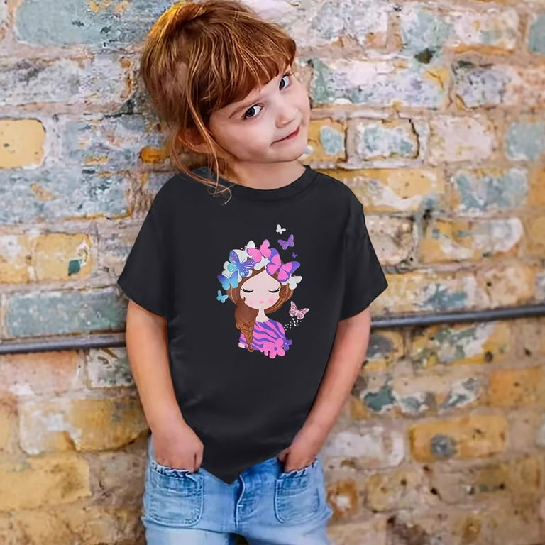 Toddler Girl Shirts 4t Crewneck Oversized Figure Graphic Preppy