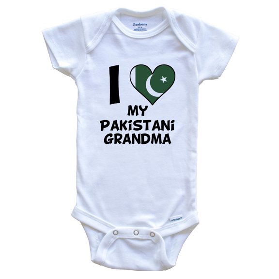 I Heart My Pakistani Grandma Pakistan Flag Baby Bodysuit, 0-3 Months White