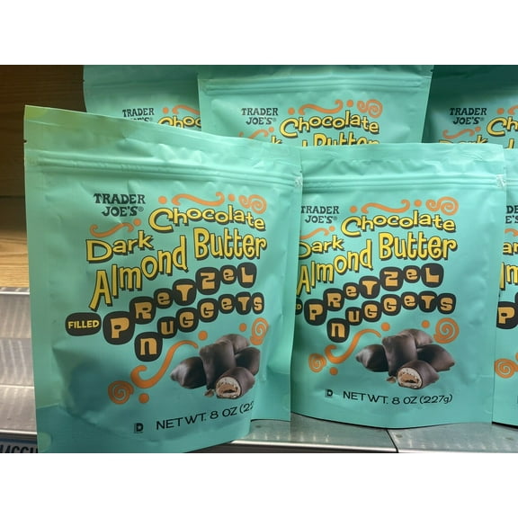 2 Packs Trader Joe's Dark Chocolate Almond Butter Pretzel Nuggets 8 oz Each Pack