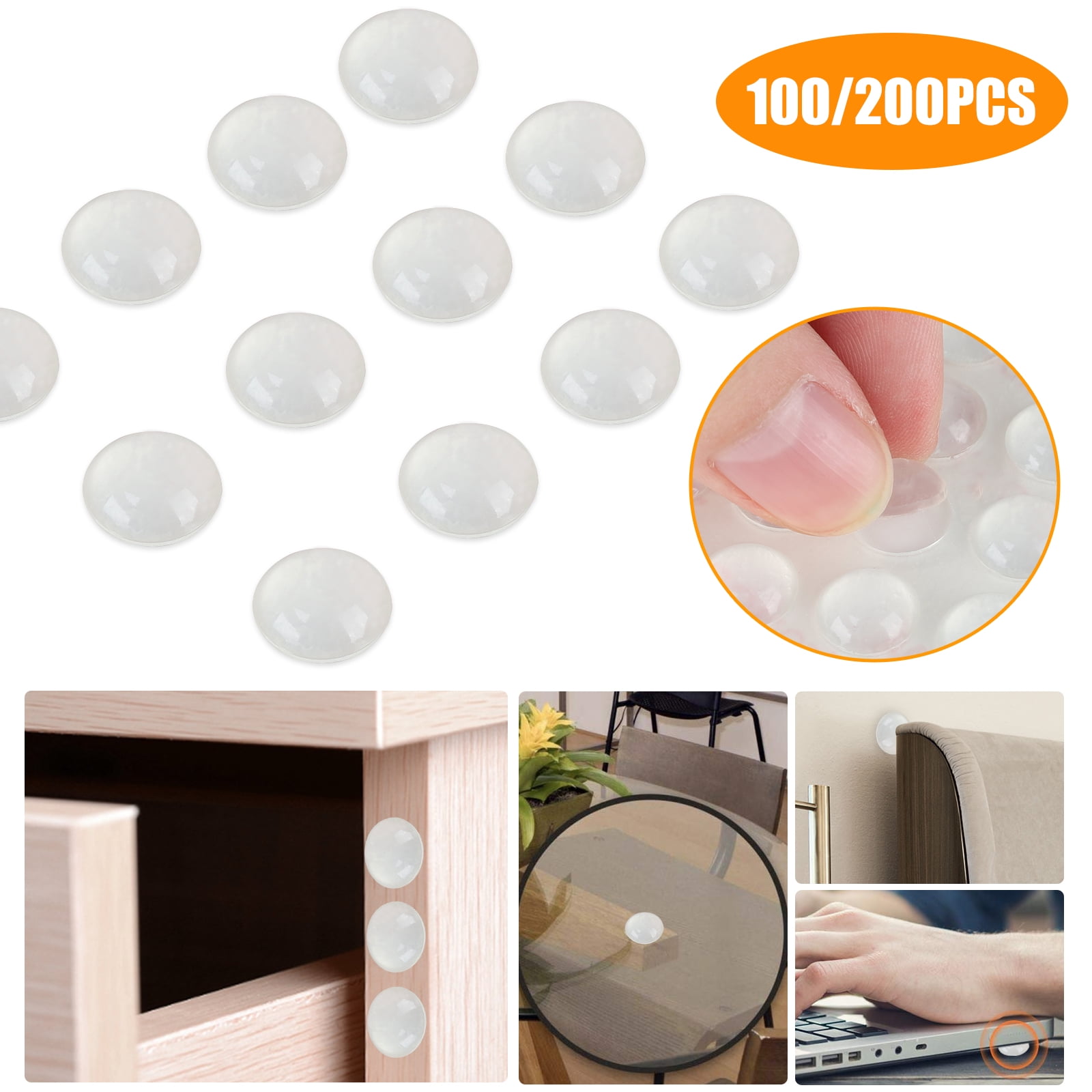 100 Pcs Rubber Self-Adhesive Feet Clear Round Bumper Door Buffer Furniture Pad 