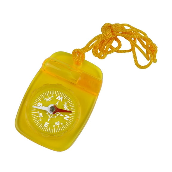 Skywalker Lanyard Compass with Safety Whistle (Yellow Compass, Orange Lanyard, Acrylic)
