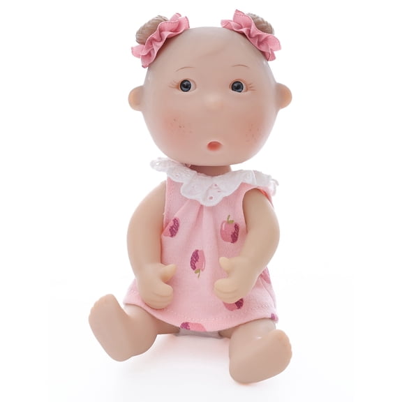 Mini Baby Doll, 7 Inch Mini Baby Doll with 5 Movable Joints, Thumb-Sucking Pose, Full Body Vinyl Doll for Play, Display, and Collection, Gifts for Boys and Girls, Collectors, Ages 3 (Pink)