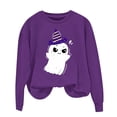 thumbnail image 1 of NMMUED Chandail d'Halloween Grande Taille, Hauts Brodés pour Femmes, Col Rond d'Halloween, Chandails d'Automne pour Femmes, Hauts d'Halloween pour Femmes, Chandails à Col Rond pour Femmes, Violet m, 1 of 4