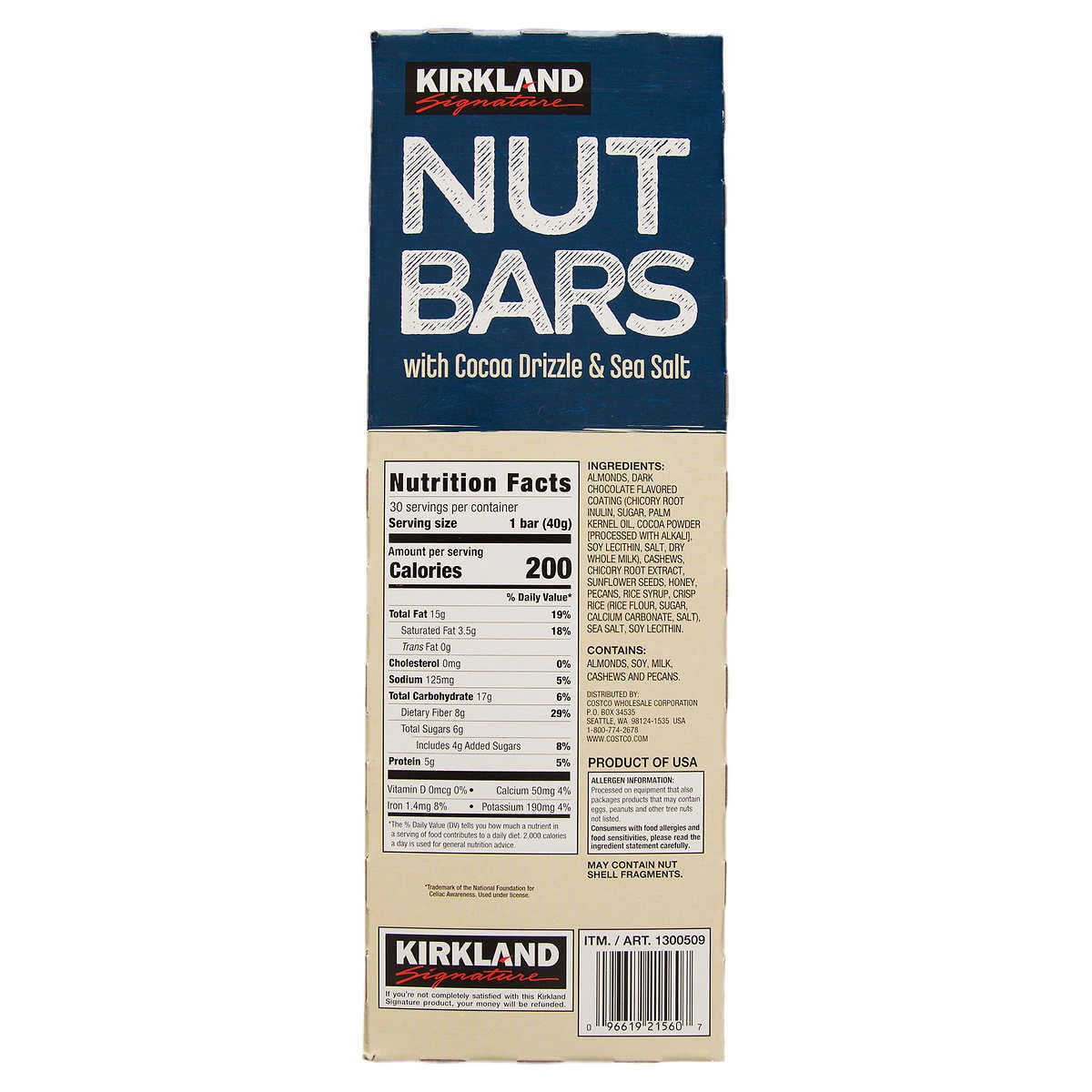 Kirkland Signature Nut Bars 1.41 Ounce (Pack of 30)