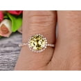 thumbnail image 2 of 6mm Round Cut 1.75 Carat Champagne Diamond Moissanite Engagement Ring Wedding Ring On 10k Rose Gold Halo Art Deco Anniversary Gift, 2 of 6