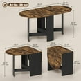 thumbnail image 3 of Folding Dining Table, Rustic Brown, Drop Leaf Design (3 Setups), 6-Person Capacity, Adjustable Length, Easy Clean Melamine Surface, Sturdy Alloy Steel Hinges, 3 of 7