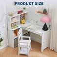 thumbnail image 4 of Twister.CK Kids Desk and Chair Set, Children Corner Study Table with Bookshelf, Cloth Drawers and Bulletin Board for Girls, White, 4 of 7