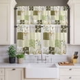 thumbnail image 4 of 3 Piece Kitchen Curtains and Valances Set Spring Floral Cafe Curtains 24 Inch Length Yellow Flowers Botanical Patchwork Grid Bohemia Valance & Tier Curtain for Living Room Bedroom 54"x18"+27"x24"*2, 4 of 6