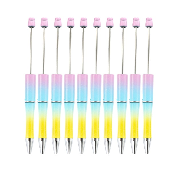 10 bolígrafos de punta redonda, bolígrafos con cuentas, bolígrafo de tinta negra, bolígrafo rollerball Azul amarillo