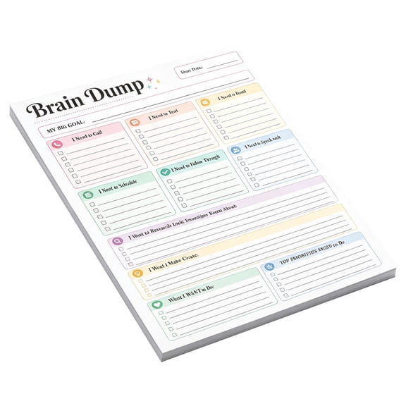 A5 Brain Dump To Do Notebook with Tear‑Off Pages 50‑Page, Daily Planning Management Manual, Minimal Planning Tool