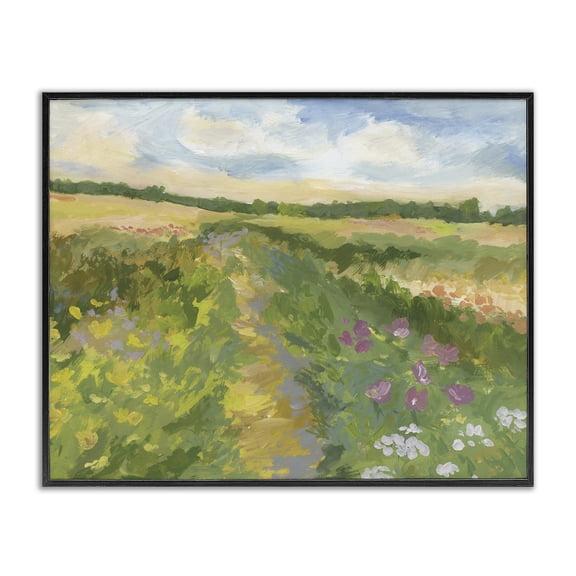 Stupell Industries Contemporary Windswept Flower Field Black Framed Giclee Art, 14 x 11, by Victoria Barnes