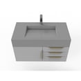 thumbnail image 3 of Castello USA Nile 36" Gray Wood Floating Vanity with Gray Top and Gold Trim, 3 of 8