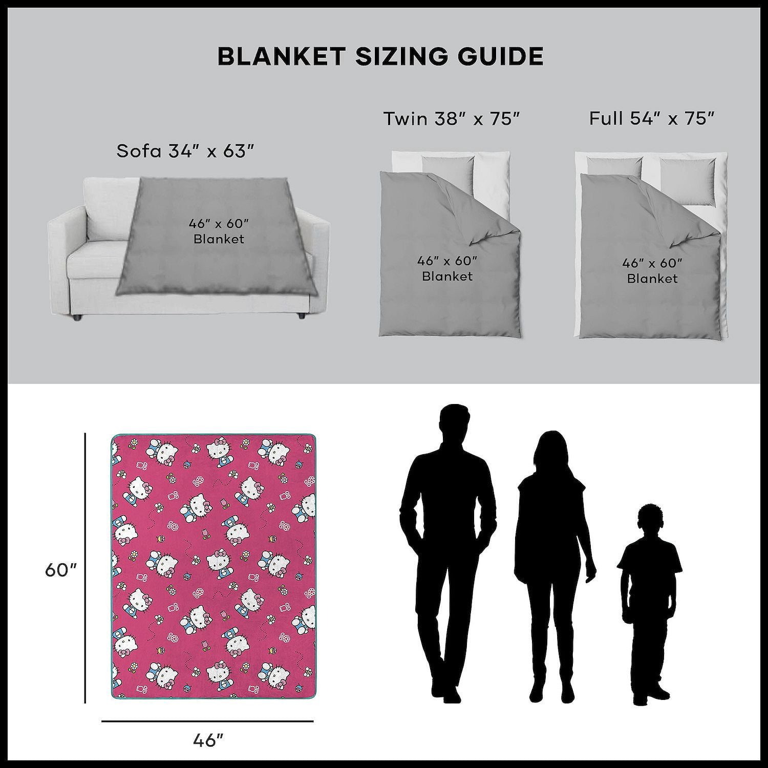 Hello Kitty Sweet Bug Throw Blanket 46in x60in