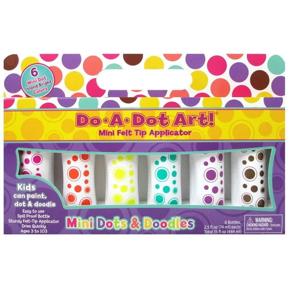 Do A Dot Art! Marker Mini Dots & Doodles Island Bright Colors Markers 6 Pack, The Original Dot Marker