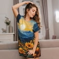 thumbnail image 3 of Xecao Elegant Sunset Sunflower for Women's Loose Nightgown Sleepwear Short Sleeves Shirt Casual Print Sleepdress, 3 of 6
