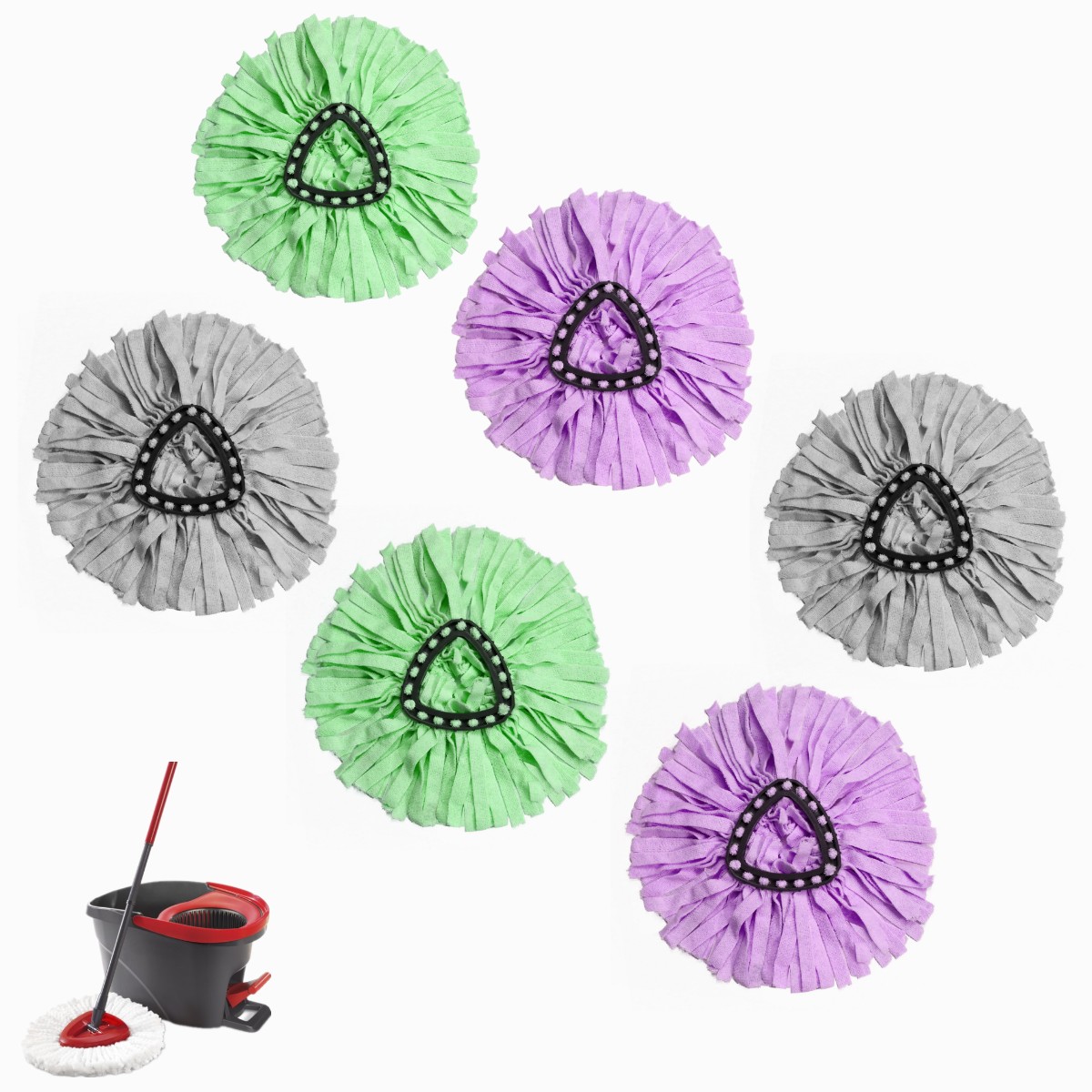 Home Times 6 Packs Replacement Heads For OCedar Spin Mop Refill