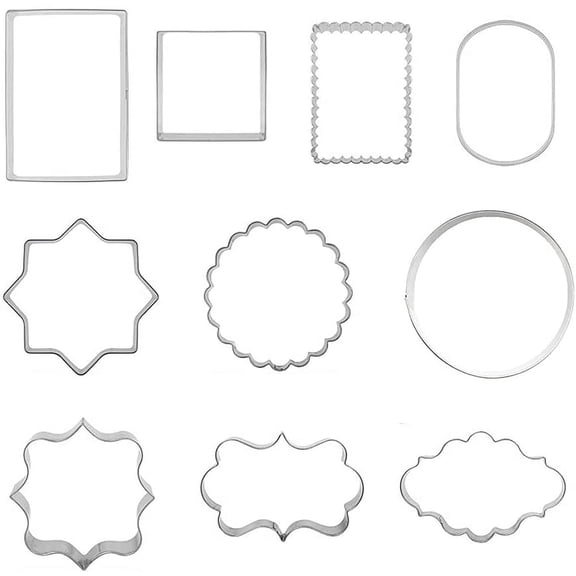 10 PCS Plaque Frame Cookie Cutters Set Fondant Tiles Biscuit Cutter Molds for Cookie Fruit Shapes