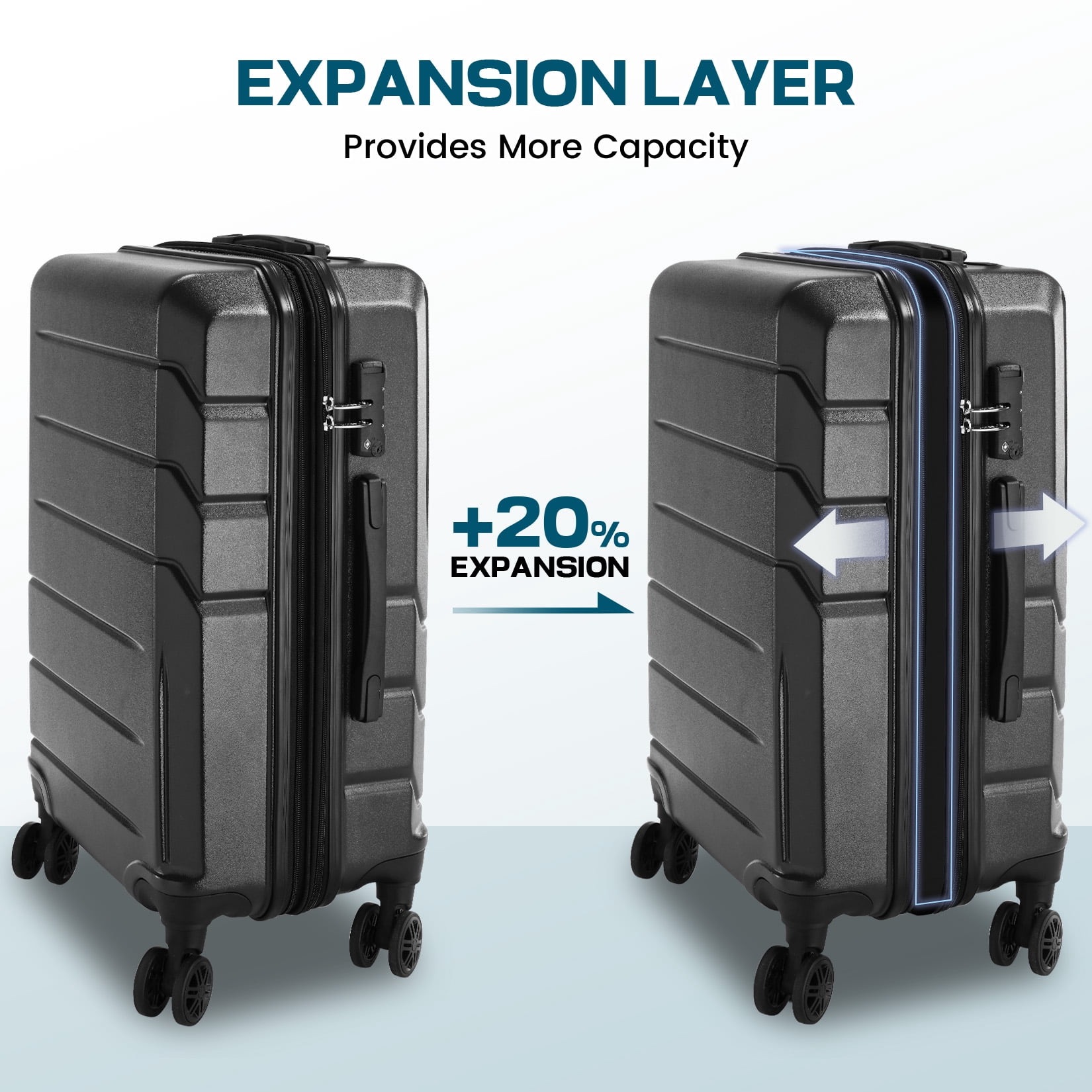 COBIZI 3 Piece Luggage Sets Hardshell Hardside TSA Lock Lightweight Durable Spinner Wheels Suitcase