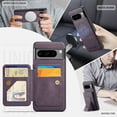 thumbnail image 3 of ELEHOLD Case for Google Pixel 7 Pro, Shockproof Magnetic Leather Wallet Case with Hand Grip & Kickstand & RFID Blocking,Purple, 3 of 5