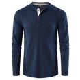 thumbnail image 2 of Henley Shirts for Men Breathable Waffle Knit Sweatshirt Bodybuilding Pullover Plain Long Sleeve T-Shirt Tops, 2 of 5