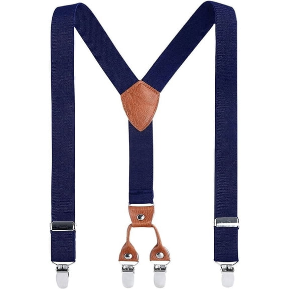 AWAYTR Adjustable Elastic Y-Back Suspenders for Kids Boys Girls, Sturdy Metal 4 Clips, Durable Comfortable Non-Slip Suspender