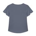 thumbnail image 6 of JSKUMAR Dressy Blouses for Women Casual Summer Ruffle Short Sleeve V Neck Tops Business Office Work Shirts Dark Blue,L, 6 of 6
