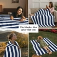 thumbnail image 3 of Navy Blue White Geometric Stripes Throw Blankets, Minimalist Modern Art Soft Fleece Blanket Decorative for Home Sofa Couch Chair Living Bedroom, 30x40 Inches,, 3 of 8