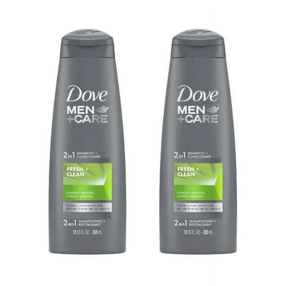 Dove Men Care Fresh Clean 2-in-1 Shampoo and Conditioner with Caffeine and Menthol, 12 fl oz (2 pack)