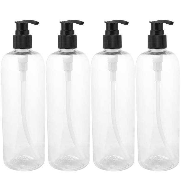 4 piezas 500 ml botella de bomba de presión botella de emulsión botella de subenvasado de viaje botella recargable (botella transparente y bomba negra)
