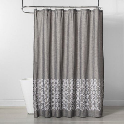Threshold Embroidered Shower Curtain Gray