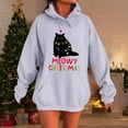 thumbnail image 2 of XIAOCHA Womens Hoodies "Meowy Christmas" Black Cat Print Trendy Hooded Sweatshirt Long Sleeve Kangaroo Pockets Hoodie Holiday, 2 of 4