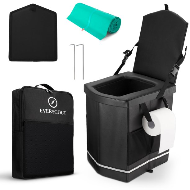 Inodoro portátil para acampar EverScout 2025 con bolsas compostables