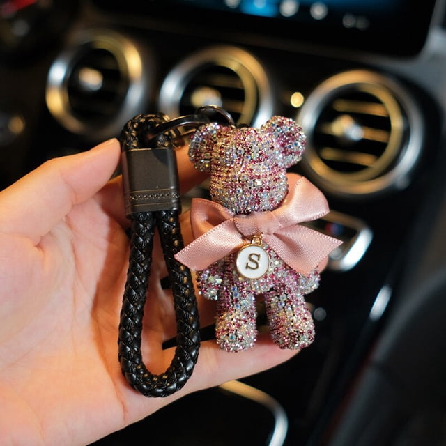 LLavero de oso de diamantes de imitación creativo de lujo hecho a mano, llavero de oso de Animal Punk a la moda para mujer, colgante para bolso de coche, llaveros de regalo xuanjing unisex