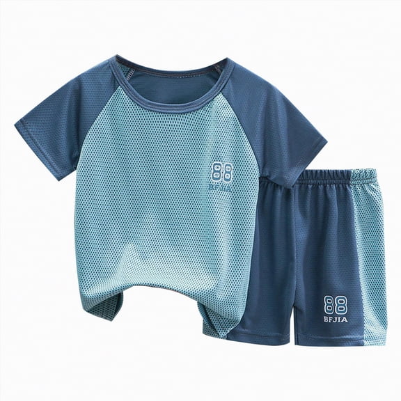 Ccpelsie Toddler Boy Shorts Set - 2 Piece Short Sleeve T-Shirt and Shorts for Boys - Toddler & Little Boys Summer Outfits(A01-BU2,7-8 Years)