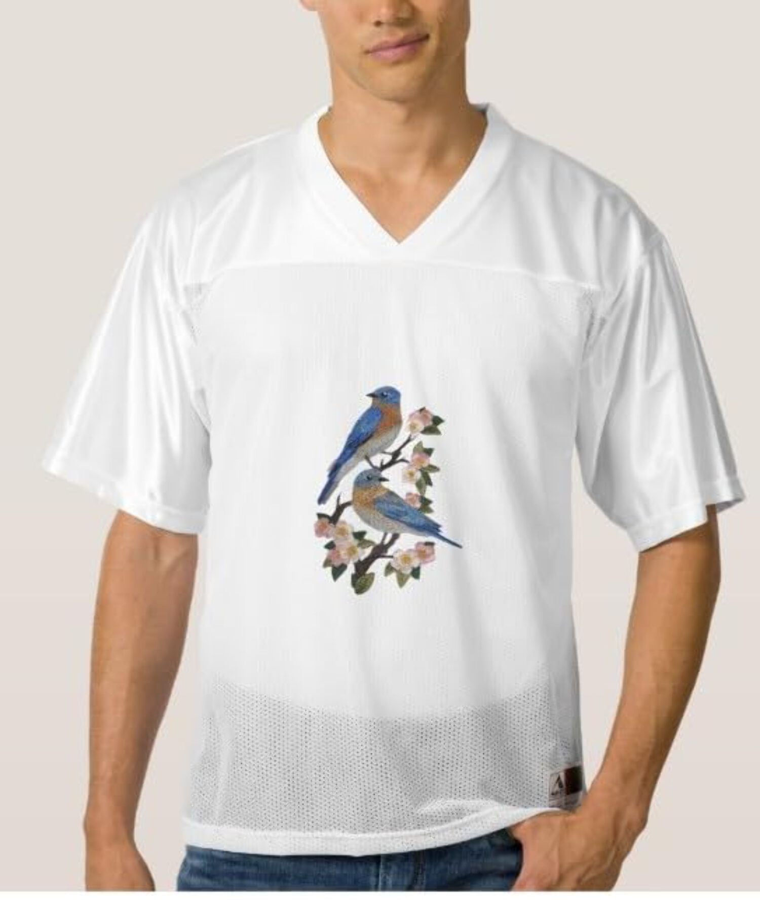 Beyond Vision Custom Bird Eastern Bluebirds and Blossoms Embroidery Iron On/Sew Patch (4.53" x 6.85")
