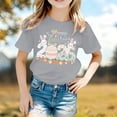 thumbnail image 2 of LRen Easter Shirts for Girls Rabbit Print Short Sleeve T Shirts Cute Happy Easter Vacation Tops Clothes for Children, 2 of 5