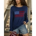 thumbnail image 4 of Pullover Sweaters for Women Y2K American Flag Independence Day Crewneck Fall Winter Knitted Stried Sweaters Warm Long Sleeve Jumper Tops Alsol Lamesa, 4 of 6