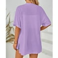 thumbnail image 4 of Summer Half Sleeve Cardigan for Women Trendy Solid Color Breathable Womens Spring And Summer Short SleevesＶ-NeckSolid Color Casual Cardigan Solid Color Cover Up(Purple,XL), 4 of 6