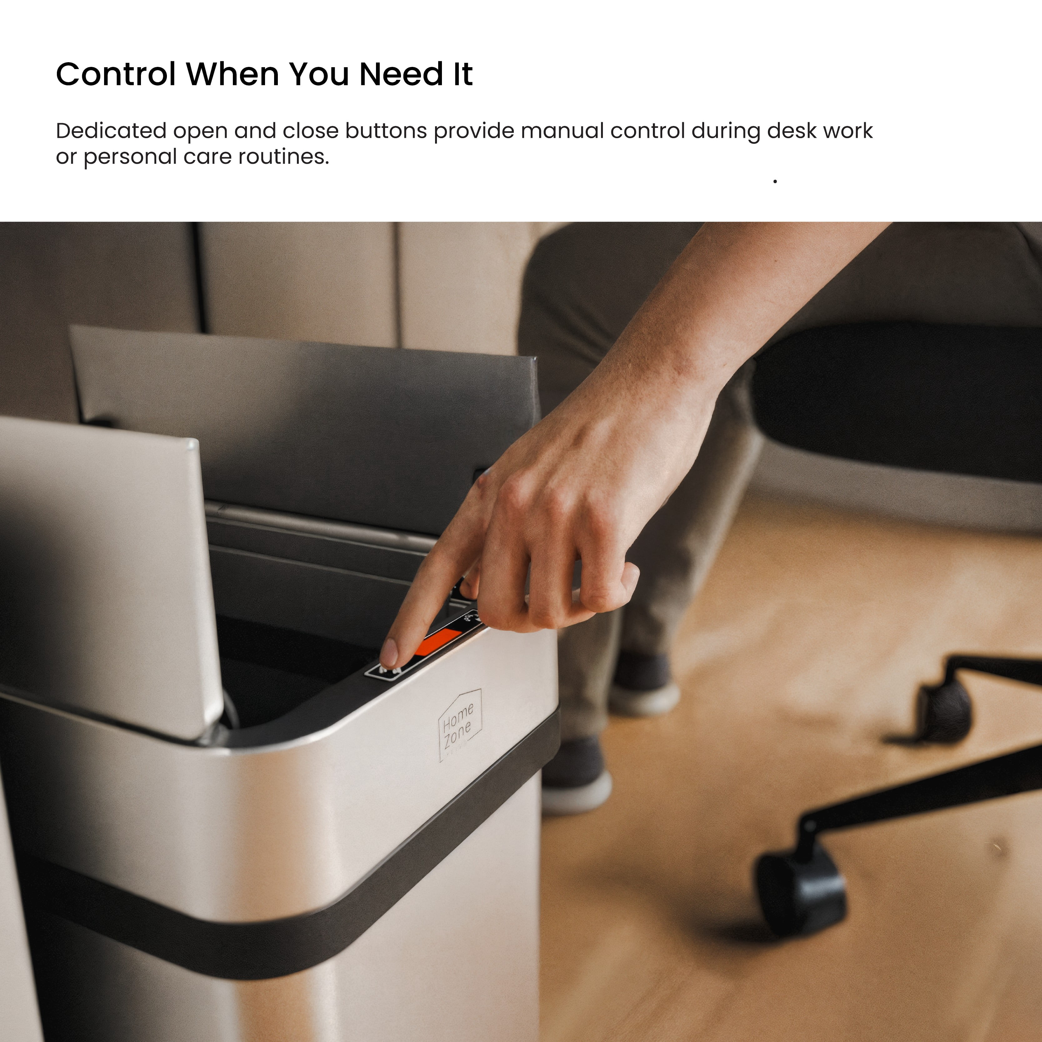 Home Zone Living 2 Gallon Slim Sensor Trash Can with Butterfly Lid and Touch Controls, Rectangular Stainless Steel, Silver