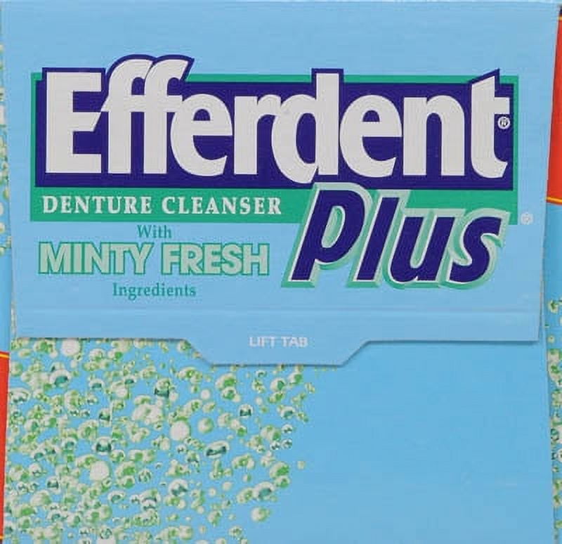 Efferdent Plus Denture Cleanser Tablets, Minty Fresh, Dye-Free, 108 Count