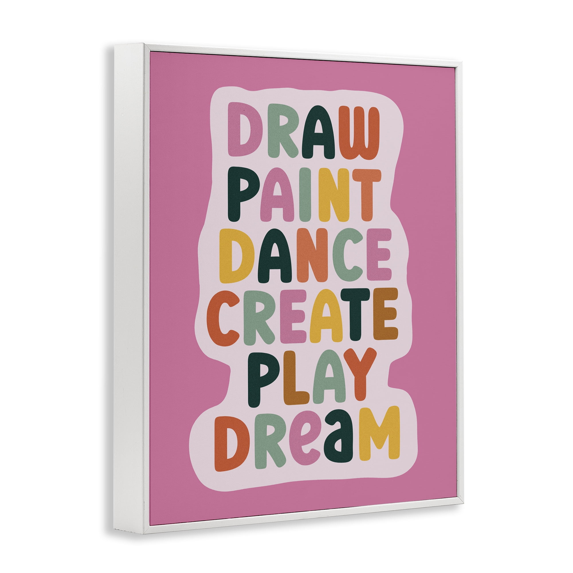 Draw Paint Dance Create White Framed Giclee Art, design by Julia Frost