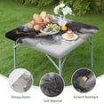 thumbnail image 4 of Black Gray Gold Marble Pattern Square Fitted Tablecloth with Elastic Edge,Square Table Cover,Washable Elastic Table Cover for Home Kitchen Party Decor 34"x34", 4 of 6