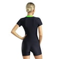thumbnail image 2 of RUNQHUI Combinaison de Bain une Pièce pour Femme, Shorty, Manches Courtes, Plage, Natation, Surf, Combinaison, Vert Fluorescent, m, 2 of 7