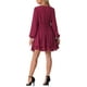 thumbnail image 3 of INSPIRE CHIC Vestidos de Otoño para Mujeres, Cuello Redondo, Manga Larga, Cintura con Cinta, Vestido Corto con Volantes, Estilo Skater, XL Rojo Vino, 3 of 5