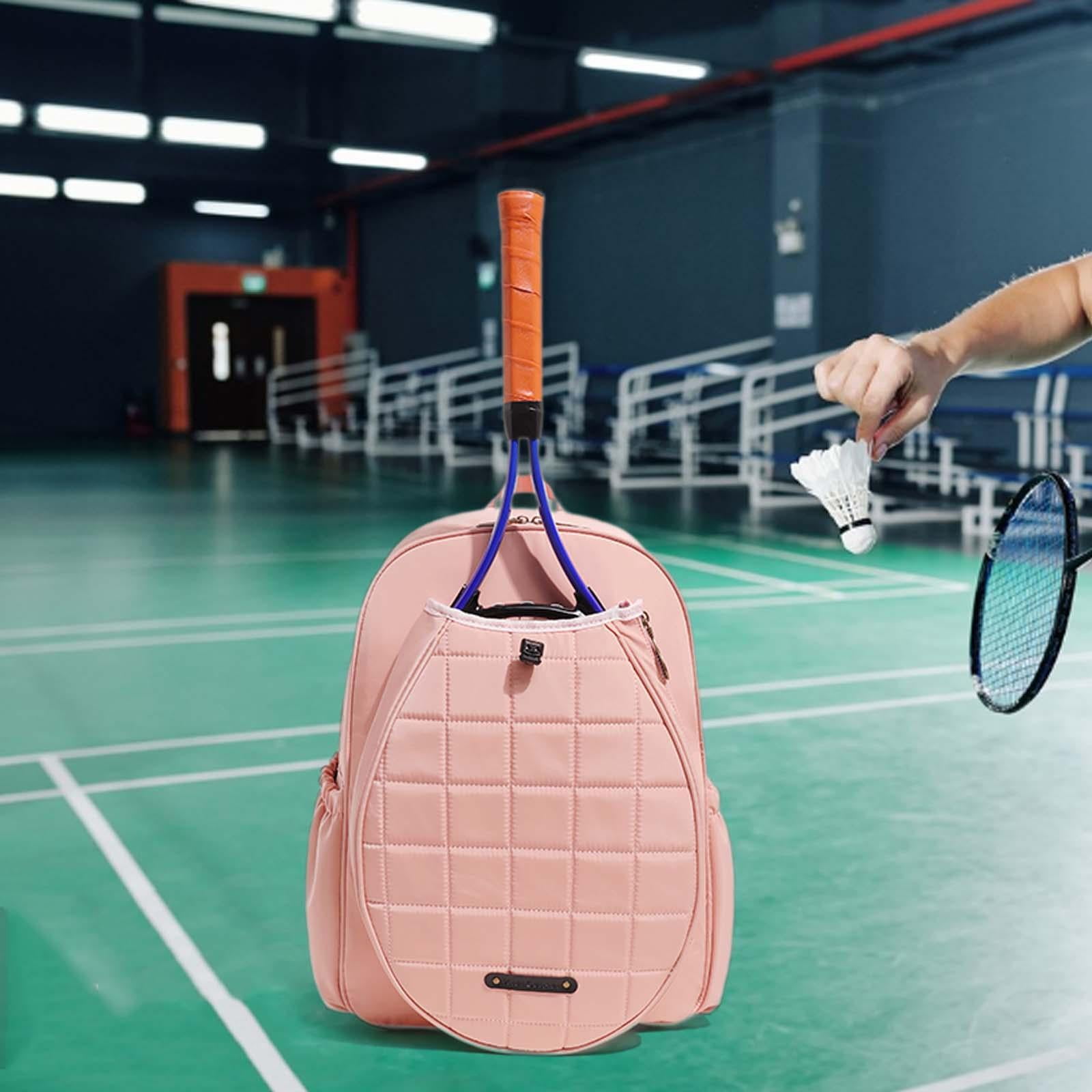 funtasica Tennis Backpack with Racquet Pocket Racquet Carrying Bag Pink for Women Portable Large Capacity Racket Bag for Squash Racquet