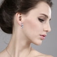 thumbnail image 2 of Gem Stone King 18K Rose Gold Plated Silver Blue Tanzanite and White Lab Grown Diamond Earrings for Women | 2.88 Cttw | Gemstone December Birthstone | Round 4MM, 2 of 4