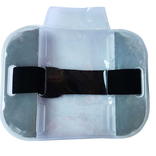 Sonducket 2 piezas de soporte de insignia de brazo de PVC correa ajustable de repuesto portátil alta transparencia hombres mujeres impermeable bolsa de Carteras Negro plata Sonducket BFH000390-05