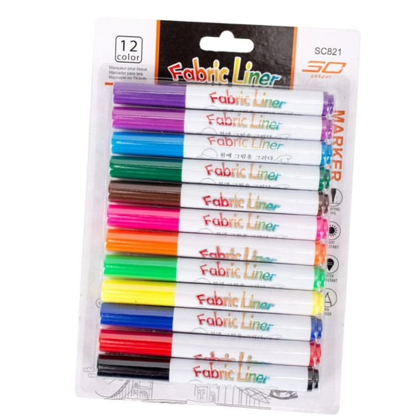 simhoa Fabric Markers 12 Colors Permanent Fabric Paint Pens for Shirts
